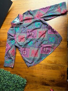 Draper’s & Damon’s Boho Print Button Shirt 1X